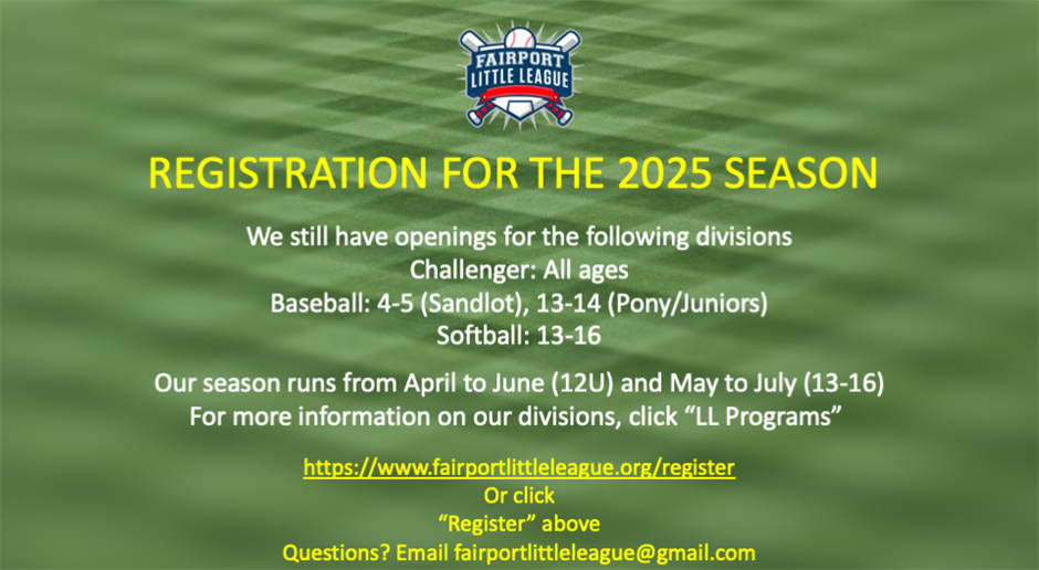 Registration Open - Limited Opportunities